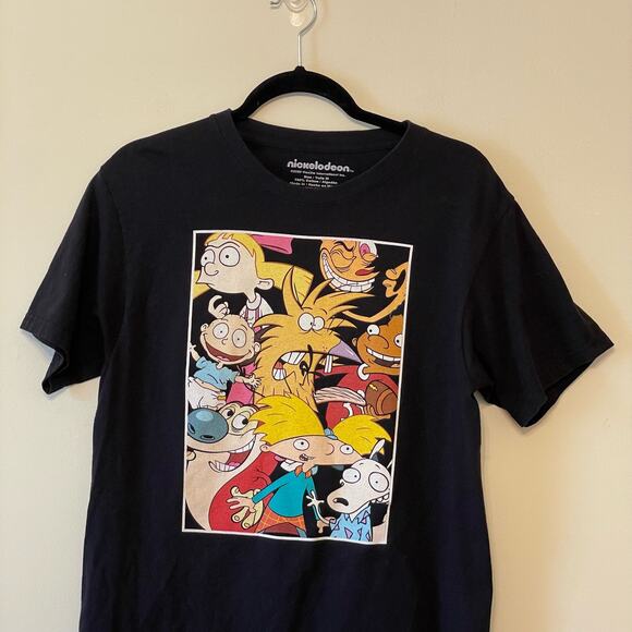 Nickelodeon M Tall short sleeve t-shirt black cartoon characters Arnold casual - Picture 2 of 7
